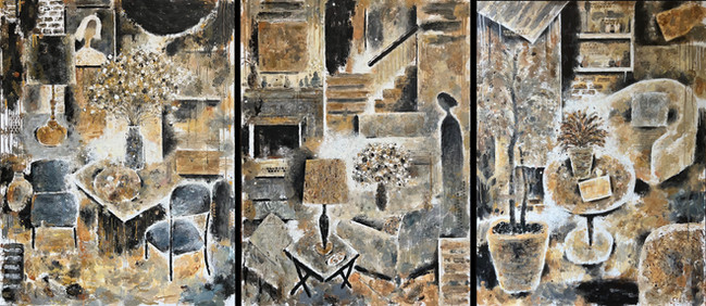 Room with stairs 有楼梯的房间 Triptych 三联张