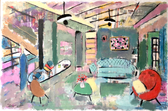 Light blue sofa《浅蓝色的沙发》24x36in       2020.jpg